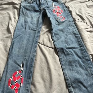 adika red snake jeans in size xs